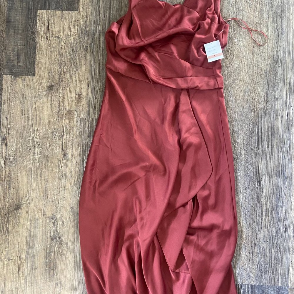 Just Taylor burnt orange satin dress size 12